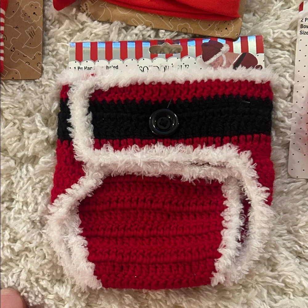 Festive Red and White Baby Accessory Christmas Set